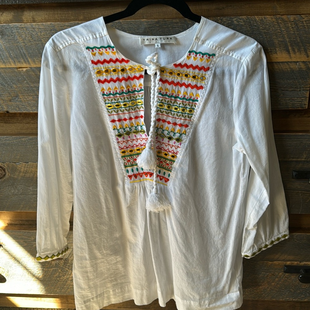 Trina Turk embroidered shirt size small